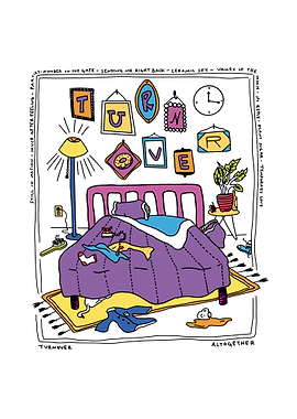 Bedroom Scene with Letters and Text