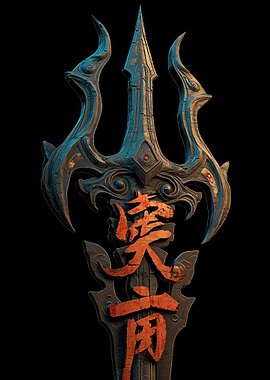 Trident with Chinese Characters