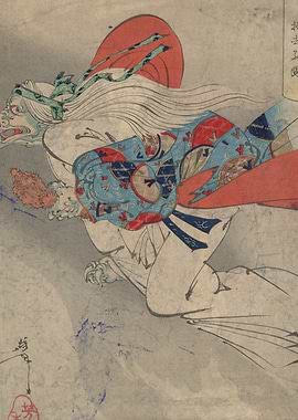 Ukiyo-e print of a mythical creature