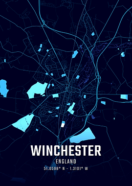 Winchester England Midnight City Map