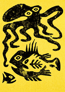 Octopus and Fish Illustration