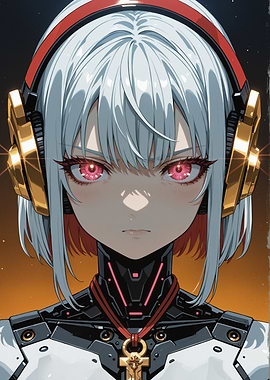 Anime Girl with Headphones and Cyberpunk Outfit