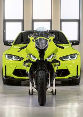 Lime Green BMW M Car and Motorcycle