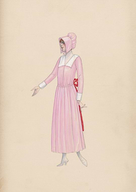 Woman in Pink Pilgrim Costume