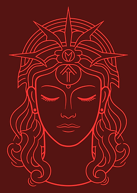 Stylized Goddess with Crown