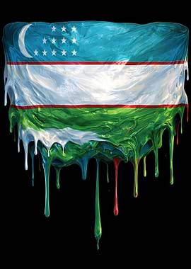 Dripping Uzbekistan Flag