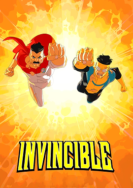 Invincible and Omni-Man Flying