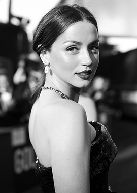 Ana de Armas Black and White Portrait