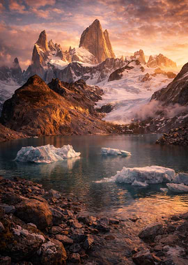 Majestic Mountain Lake at Sunset