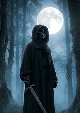 Grim Reaper Under the Moon