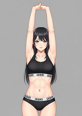 Anime Girl in Sportswear Stretching