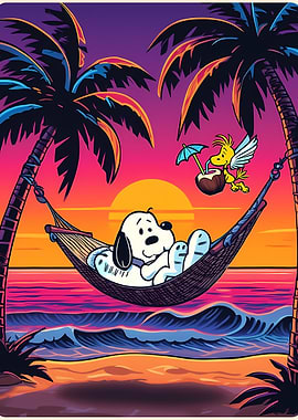 Snoopy and Woodstock on a Tropical Vacation