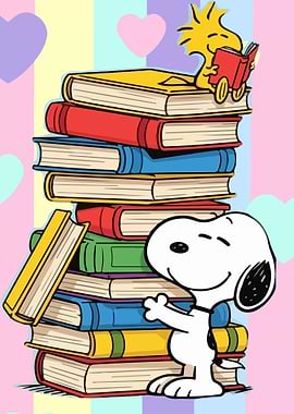 Snoopy and Woodstock with Books