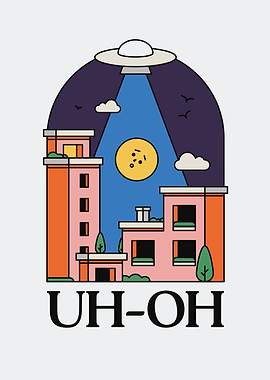 UFO Abducting Moon Over City