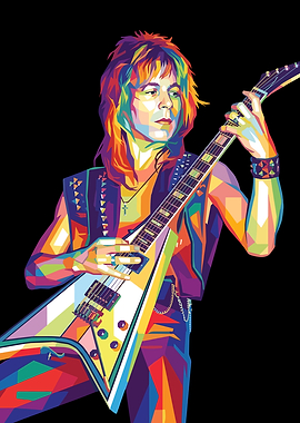 Randy Rhoads Colorful Rock Guitarist Portrait