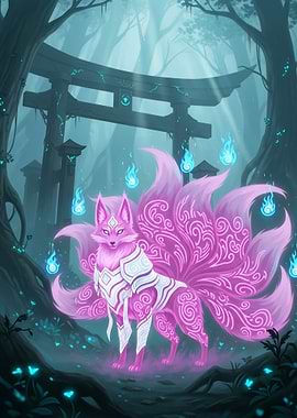 Magical Fox Spirit in Enchanted Forest