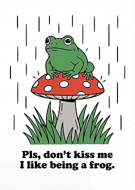Frog on Mushroom in Rain