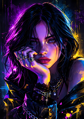 Neon Portrait of a Woman