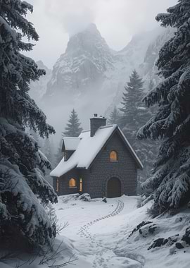 Cozy Cabin in Snowy Mountains