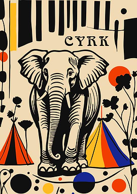 Vintage Circus Elephant Poster
