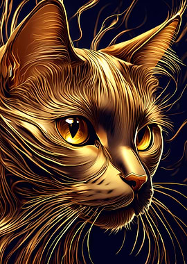 Golden Cat Portrait