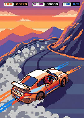 Retro pixel art racing game