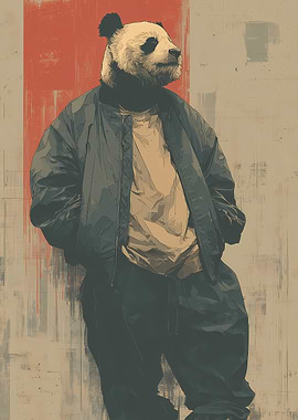 Panda in Style Vintage