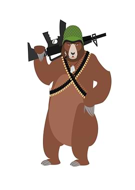 Bear Soldier with Machine Gun