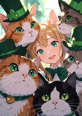 Girl With Cats Saint Patrick