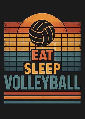 Eat Sleep Volleyball Retro Design