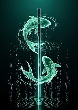 Glowing Koi Fish and Katana