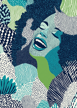 Abstract Portrait of a Joyful Woman