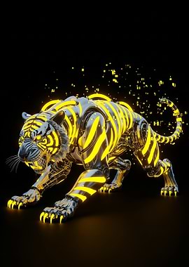 Cybernetic Tiger with Neon Glow