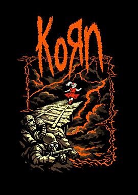 Korn band logo with dark fantasy art