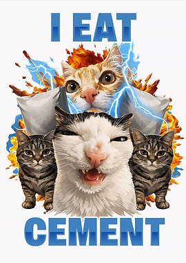 Cats Eating Cement