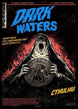 Dark Waters Cthulhu Horror Poster