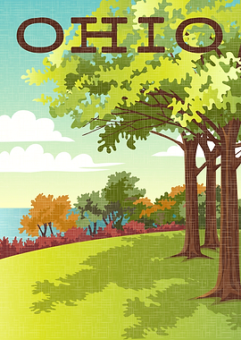 Ohio landscape with trees and text