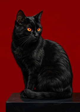 Black Cat with Orange Eyes