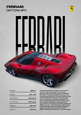 Ferrari Daytona SP3 Car Poster