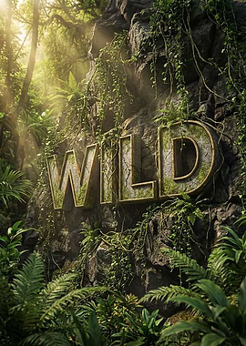 Wild text on a jungle rock face