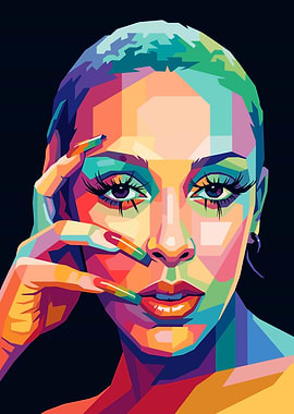 Doja Cat Colorful Pop Art Portrait