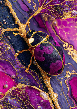Ornate Purple Beetle Gold Branch