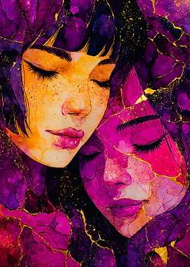 Lesbian Women Intimate Kintsugi Portrait