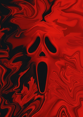 Scream Mask Red Abstract