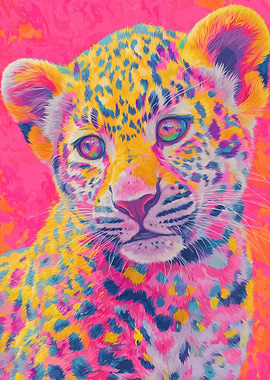Vibrant Leopard Cub Portrait
