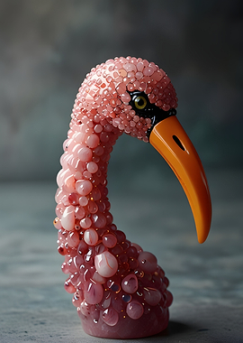 Pink Beaded Bird Sculpture