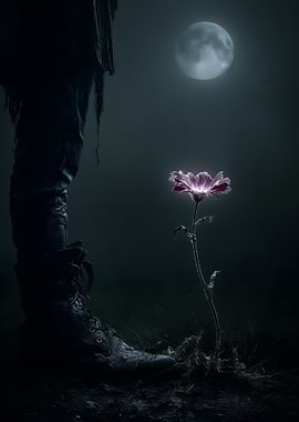 Mysterious Flower Under the Moon