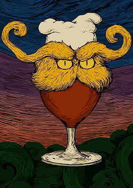 Whimsical Chef Character in Wine Glass