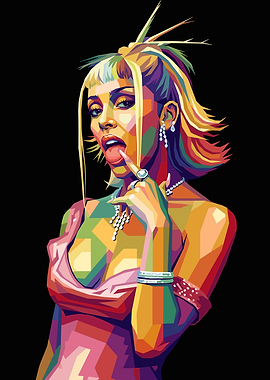 Colorful Pop Art Portrait of a Doja Cat