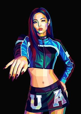 Jennie Kim K-Pop Star in Pop Art Style